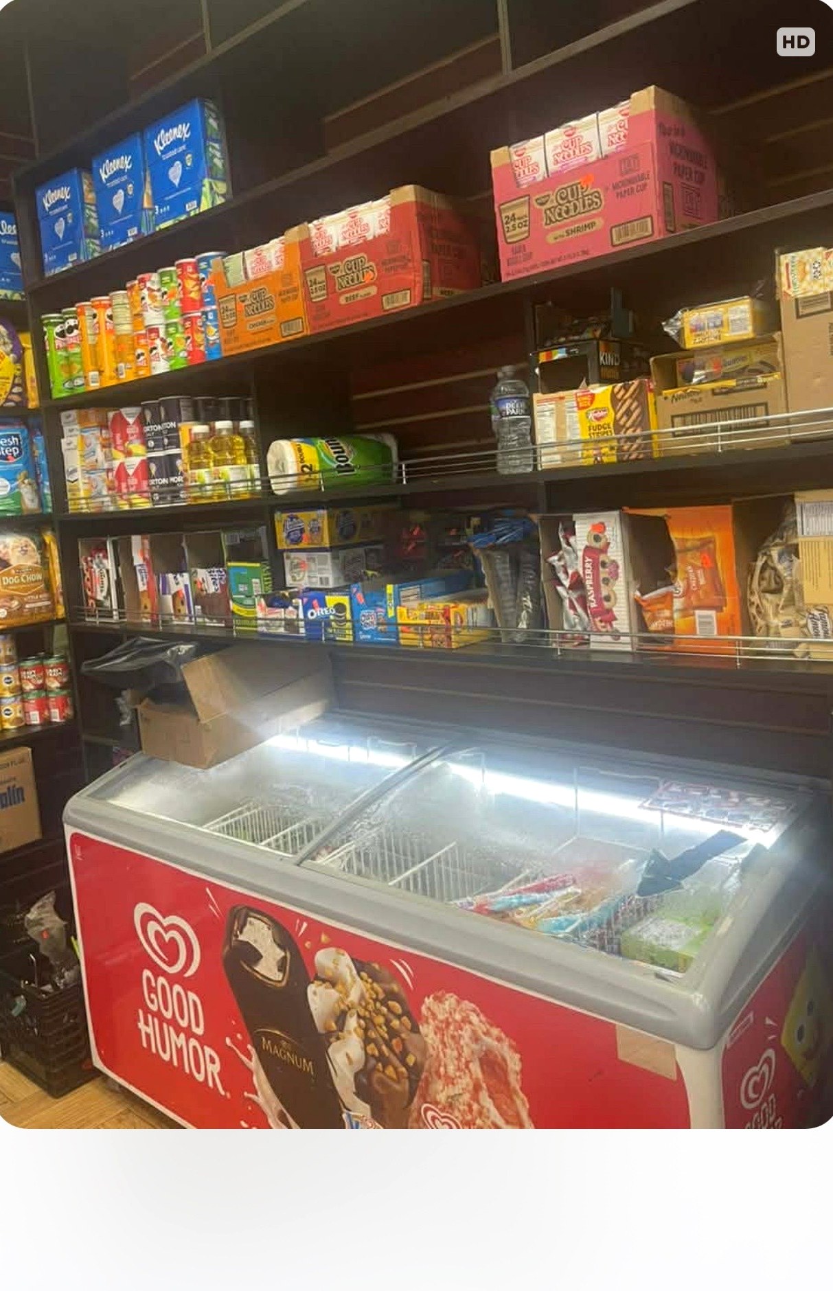 Frozen treats and grocery items