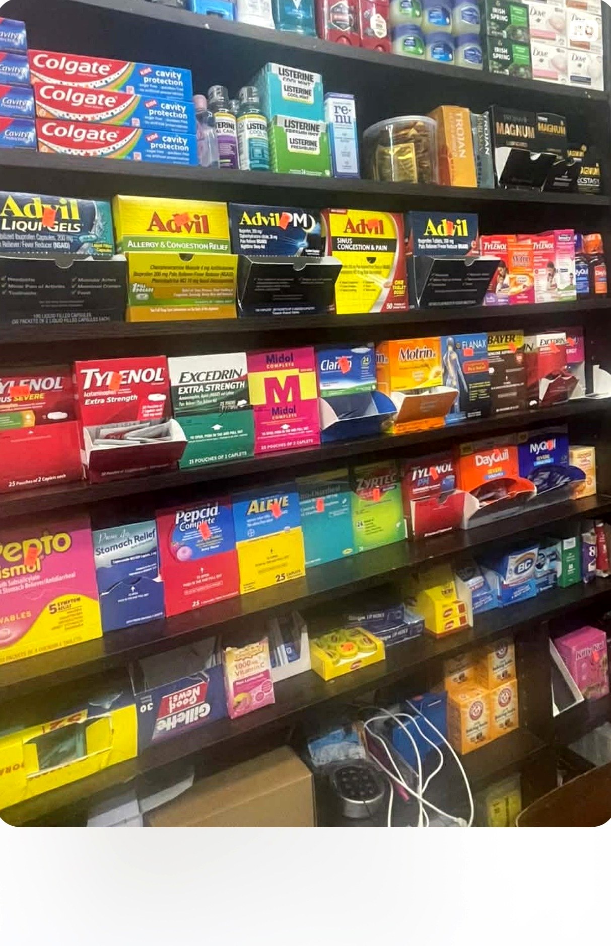 Over the counter medicine shelf